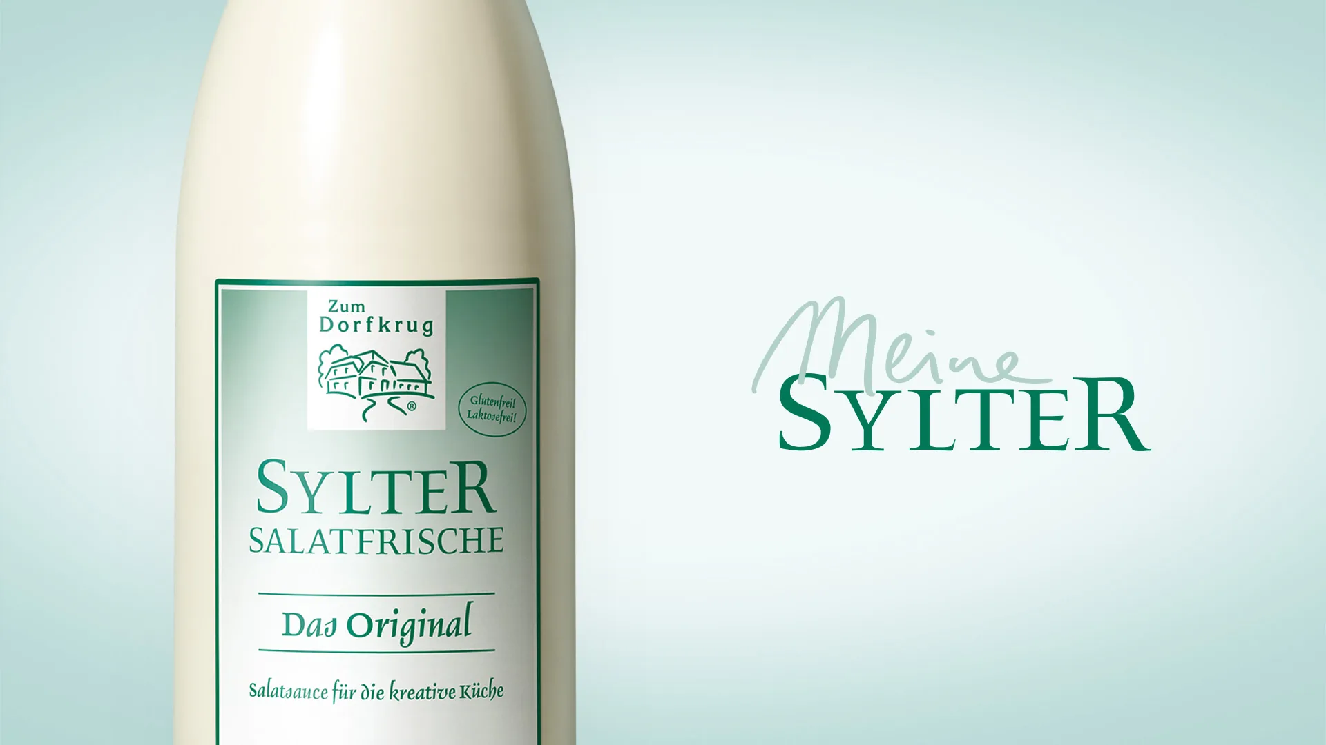 Flasche Sylter Salatfrische neben dem Kampagnenschriftzug Meine Sylter