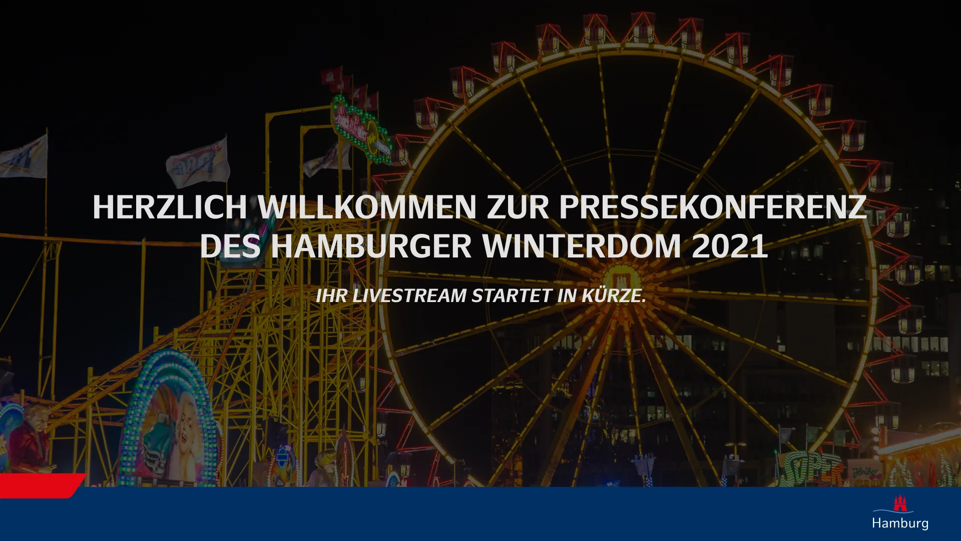 Starttafel des Livestreams zur Pressekonferenz Hamburger Winterdom 2021